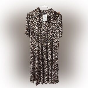 Leopard Print Button-Up Dress NWT​